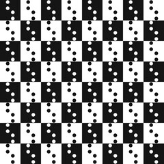A chessboard with dots on each square. Vector with dots going on each cell of the chessboard.