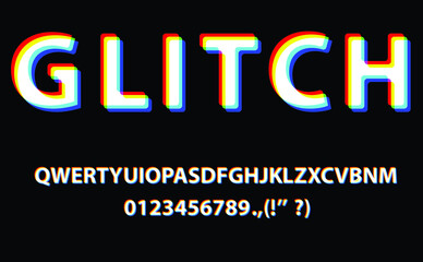 Glitch distorted font . Blurred alphabet .Minimal art design . Trendy defect error typography . Glitched text .Broken effect lettering .vector 