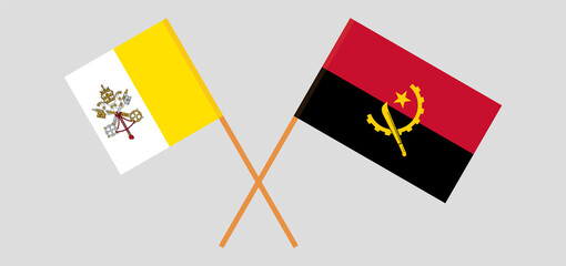 Crossed flags of Vatican and Angola. Official colors. Correct proportion