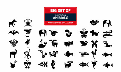Fototapeta premium Largest set of animal icons