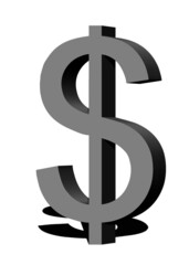 3d rendered dollar symbol with black and white colors