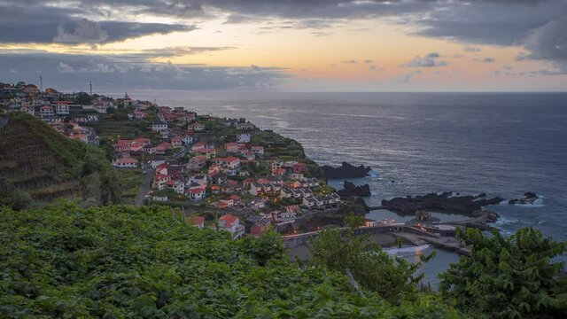 Seixal (Porto Moniz) at dusk. Madeira, Portugal - 4K Time-lapse