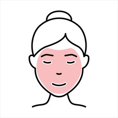 Beauty Cosmetic Face Mask for Girl Line Icon. Woman with Facial Sparkle Mask Outline Icon. Skin Care Routine, Hygiene and Moisturizing Concept. Editable Stroke. Isolated Vector Illustration