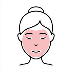 Fototapeta premium Beauty Cosmetic Face Mask for Girl Line Icon. Woman with Facial Sparkle Mask Outline Icon. Skin Care Routine, Hygiene and Moisturizing Concept. Editable Stroke. Isolated Vector Illustration