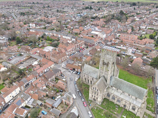 Aerial view of the historic town of Hedon, East Yorkshire, UK