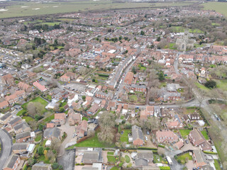 Aerial view of the historic town of Hedon, East Yorkshire, UK