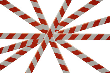Red and white tape protecting from danger isolated on a white background