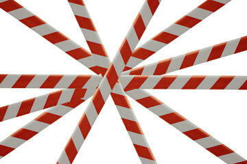 Obraz premium Red and white tape protecting from danger isolated on a white background