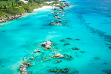Dronefotografie van Bermuda-landschappen en oceaan