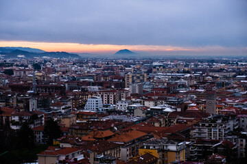 city of Bergamo in Italy covered in snow during winter