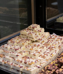 White chocolate holiday bark with  pistachio.