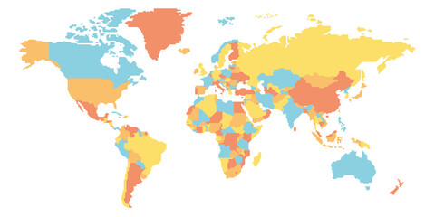 Fototapeta na wymiar Simplified smooth border World map