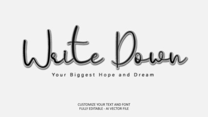 Write Down Hope Dream Life Vision Editable Text Effect Typography