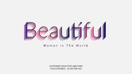 Beautiful Woman Pink Blue Purple Thin Logo Card Title Editable Text Effect