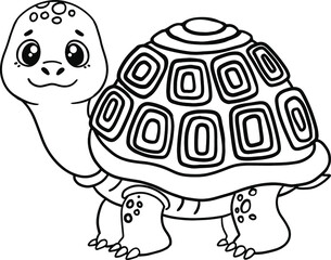 Cute turtle drawn with a line. Coloring book.