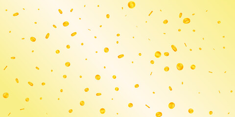 Thai baht coins falling. Graceful scattered THB coins. Thailand money. Extraordinary jackpot, wealth or success concept. Vector illustration.