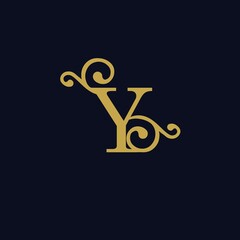 simple alphabet logo royal design golden concept with ornament