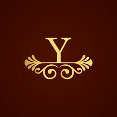 simple alphabet logo royal design golden concept with ornament