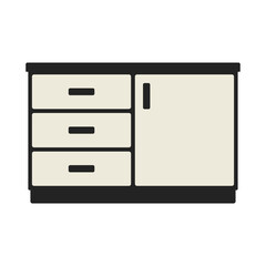 Chest of drawers icon. Colored silhouette. Front view. Vector simple flat graphic illustration. The isolated object on a white background. Isolate.