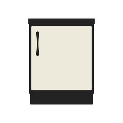Bedside table with door icon. Colored silhouette. Front view. Vector simple flat graphic illustration. The isolated object on a white background. Isolate.