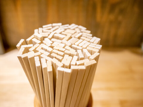 Bunch Of Disposable Chopsticks On The Tabel In The Restaurant In Tokyo