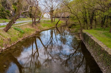 Fototapeta na wymiar Reflections on a Spring Afternoon, Harpers Ferry National Historic Park, West Virginia, USA