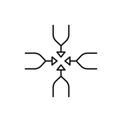 Arrow meeting point icon design isolated on white background