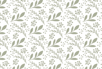 カーキの草木の白背景の壁紙
