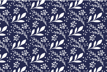 白の草木の紺背景の壁紙
