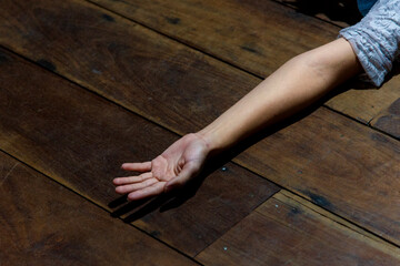 Actor and actress stretching and warming up their vocal chords to go on stage in a theater and act...