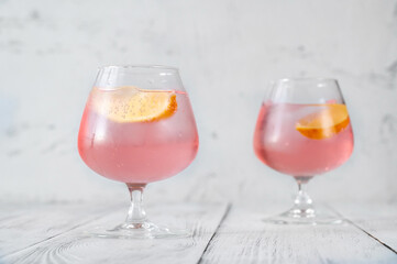 Pink vodka lemonade cocktail