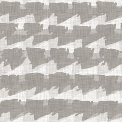 Seamless french neutral greige geometric farmhouse linen background. Provence grey white rustic romantic woven pattern texture. Shabby chic style tonal cottage shape textile print.  - 477068351