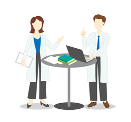 Fototapeta premium 話し合う二人の若い医者