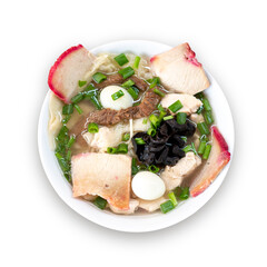 Sola wantan with pork and vegetables. Peruvian Chifa.