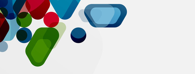 Color bubbles and rounded geometric shapes on white. Vector geometric minimal abstract background for wallpaper, banner, background, landing page