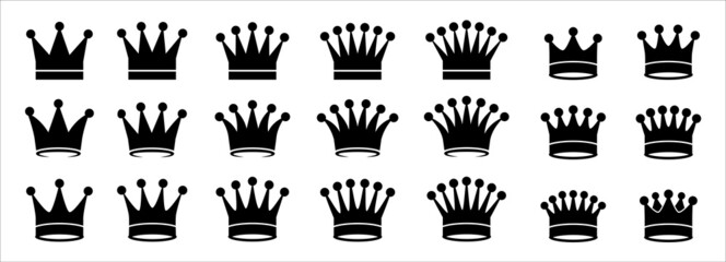 Crown icon vector set. Crowns simple icons design symbol of jewelry, luxury, deluxe, fashion and authority. Crown vectors stock illustration