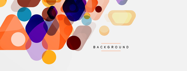 Color bubbles and rounded geometric shapes on white. Vector geometric minimal abstract background for wallpaper, banner, background, landing page