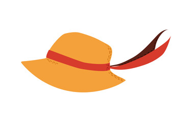 Yellow hat in doodle style. Hand drawn vector illustration on white background.