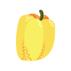 Fresh yellow paprika in doodle style. Hand drawn vector illustration on white background.