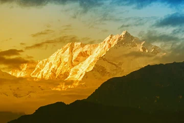 Printed roller blinds Kangchenjunga Beautiful last light from sunset on Mount Kanchenjugha, Himalayan mountain range, Sikkim, India. color tint on the mountains at dusk
