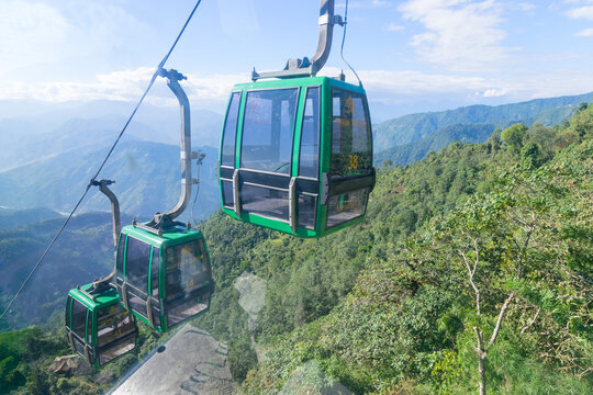 NAMCHI, SIKKIM, INDIA - OCTOBER 20, 2016 : Ropeway arrangement at Namchi, Sikkim . It is a very popular tourist attraction for tourists who can get a view of great Himalayan Mountains at Sikkim, India