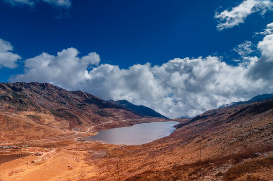 Elephant Lake, named due to it's shape as a lying elephant, remote high altitude lake at kupup Valley, Sikkim. Himalayan mountain range, Sikkim, India