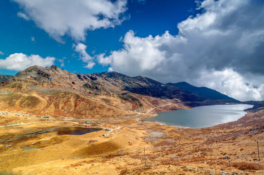 Elephant Lake, named due to it's shape as a lying elephant, remote high altitude lake at kupup Valley, Sikkim. Himalayan mountain range, Sikkim, India