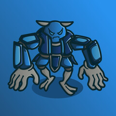 horned monster with big hands for game character design