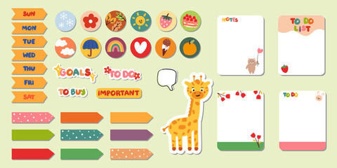 cute hand drawing planner scrapbook. for student, diary
