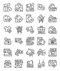 Fototapeta premium sale discount and advertisement simple line icons