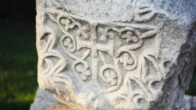 Cross carved into a stone at the Roman Empire era, can be found in Constanta