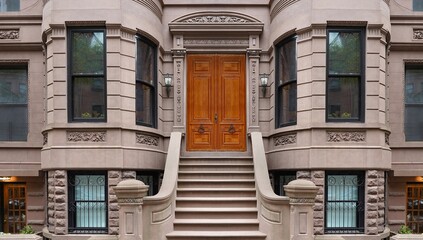 Elegant old brownstone style buildings in New York