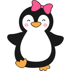 Penguin with bow cartoon