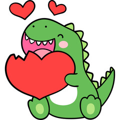 Baby dinosaur with heart Valentine cartoon © anchalee